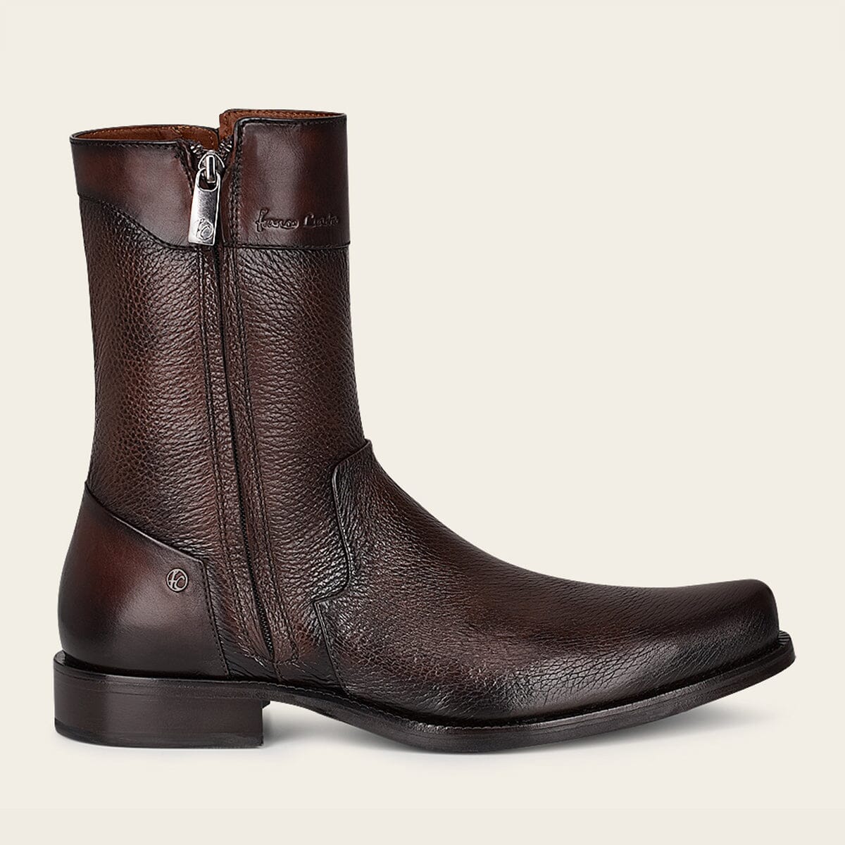 Bota Vaquera Botas Cuadra De Piel De Venado Bota De Vestir En Piel