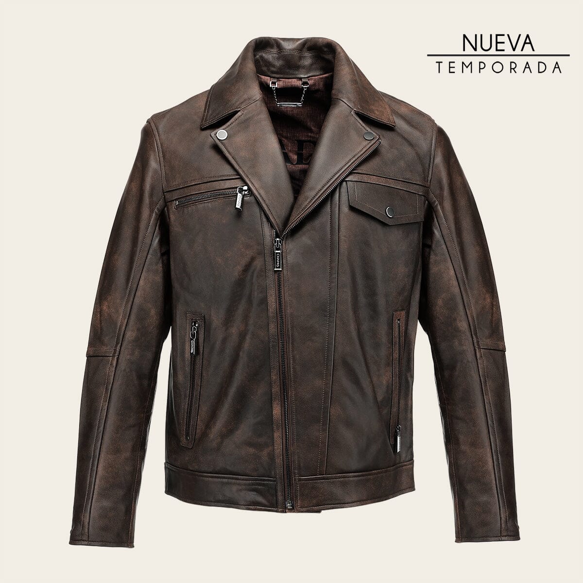 Chamarra en piel genuina de cordero para caballero – Cuadra México