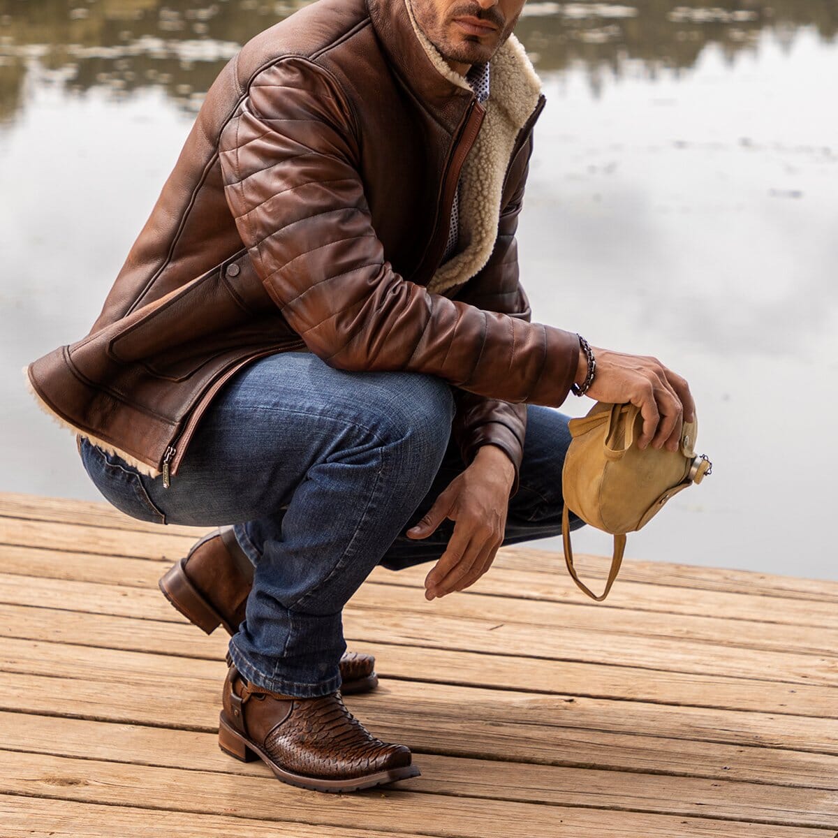 Unas Botas Botas Cafes Outfit Hombre Botín Chelsea Cierre Café