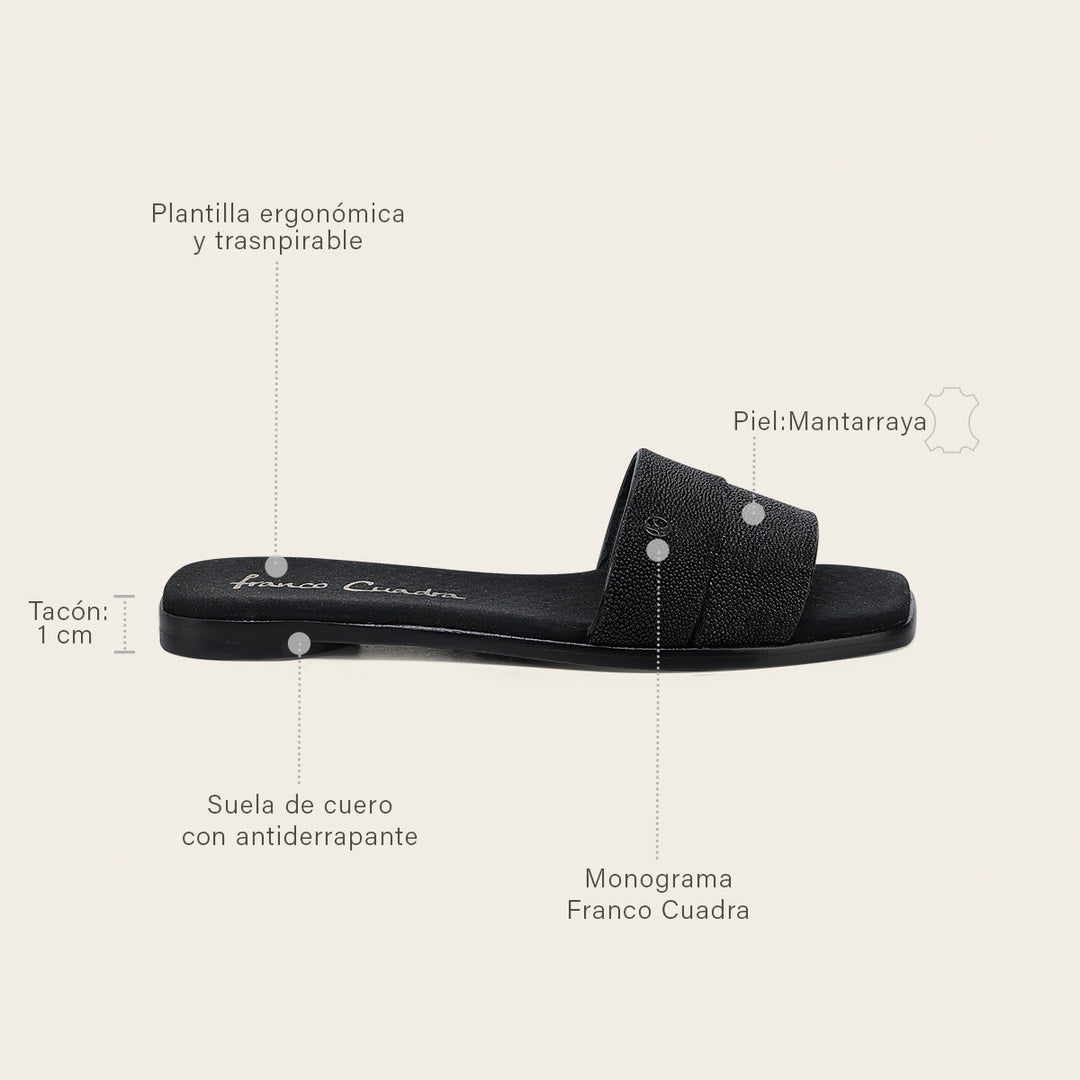 Sandalia en piel genuina de mantarraya para dama