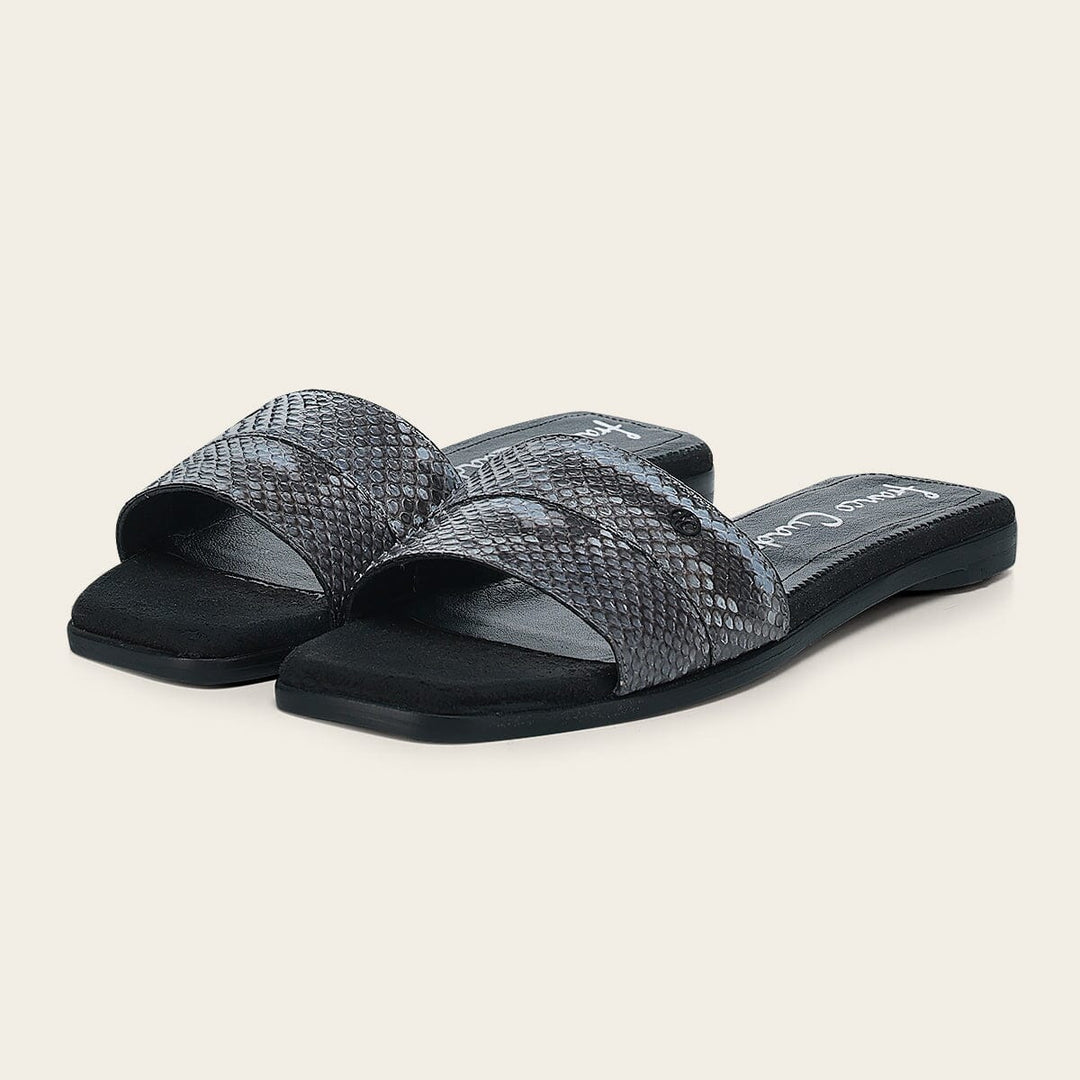 Sandalia en piel genuina de pitón para dama Sandalia 