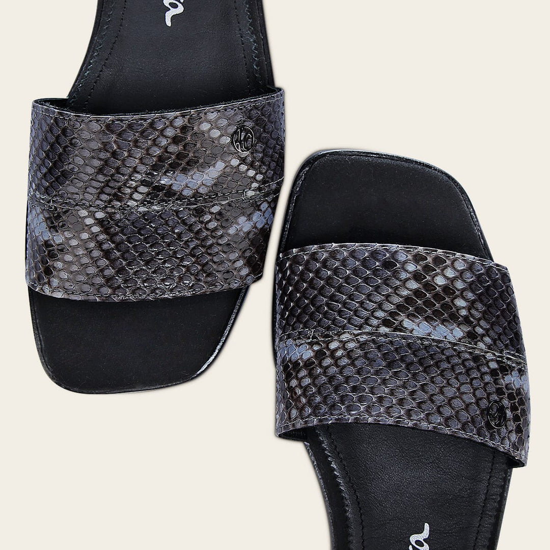 Sandalia en piel genuina de pitón para dama Sandalia 