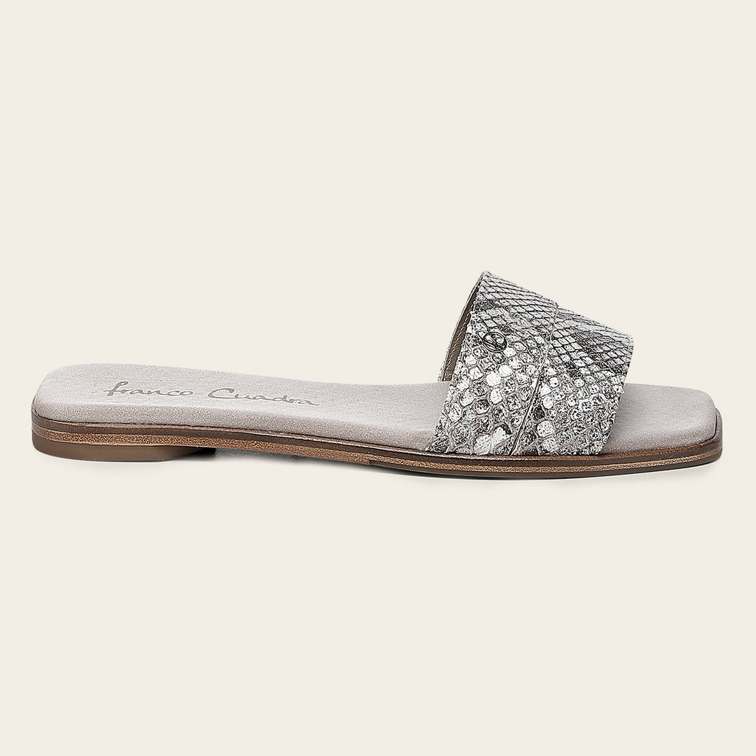 Sandalia en piel genuina de pitón para dama