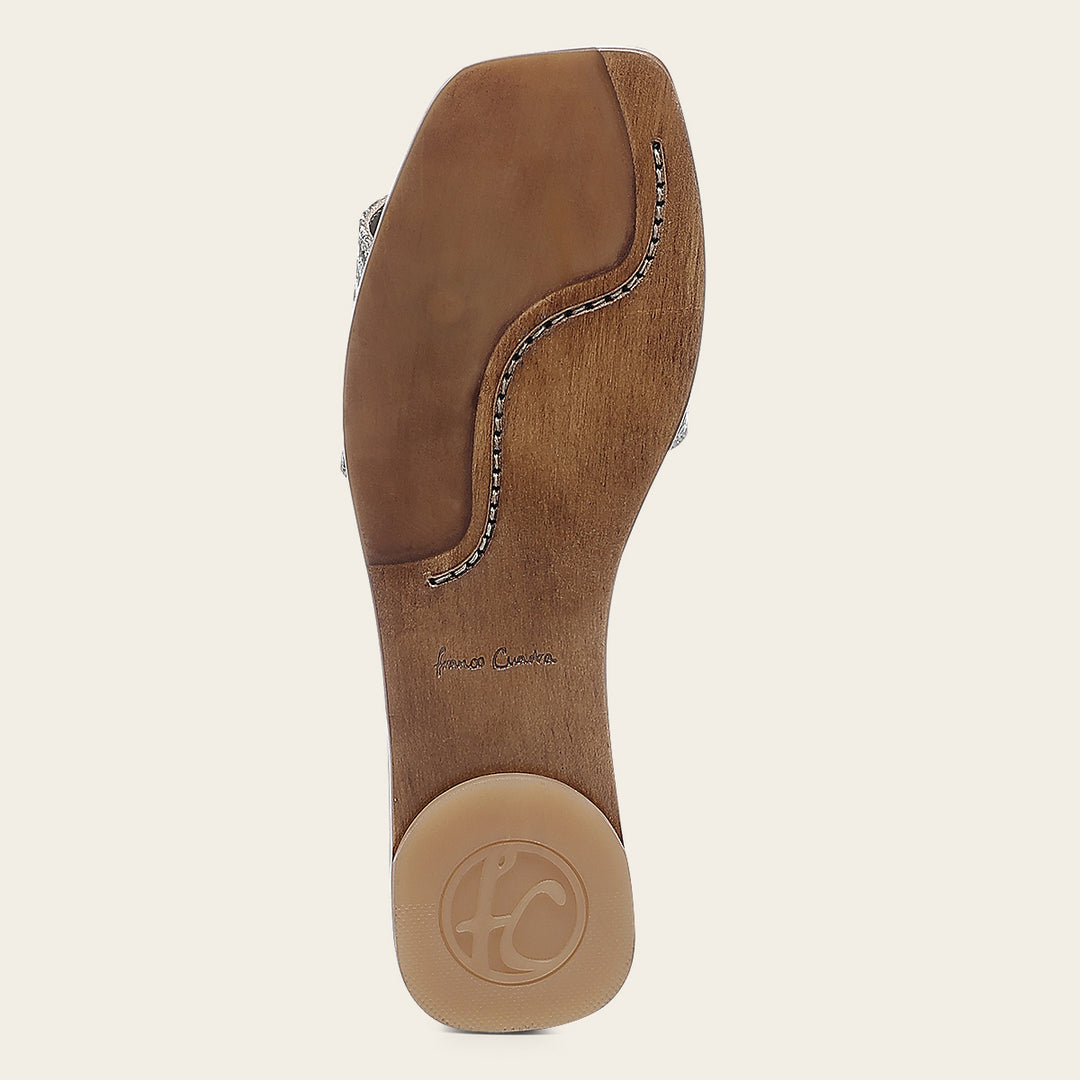 Sandalia en piel genuina de pitón para dama