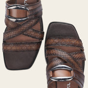 Sandalia en piel genuina de pitón para dama Sandalia 