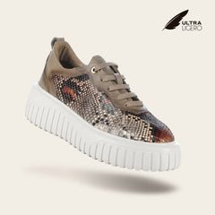 Tenis en piel genuina de pitón para dama