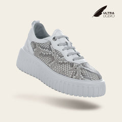 Tenis en piel genuina de pitón para dama