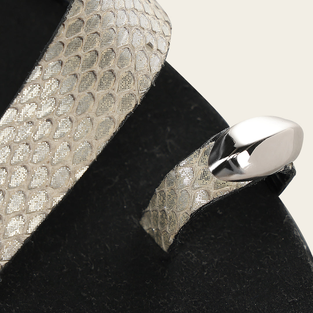 Sandalia en piel genuina de pitón para dama