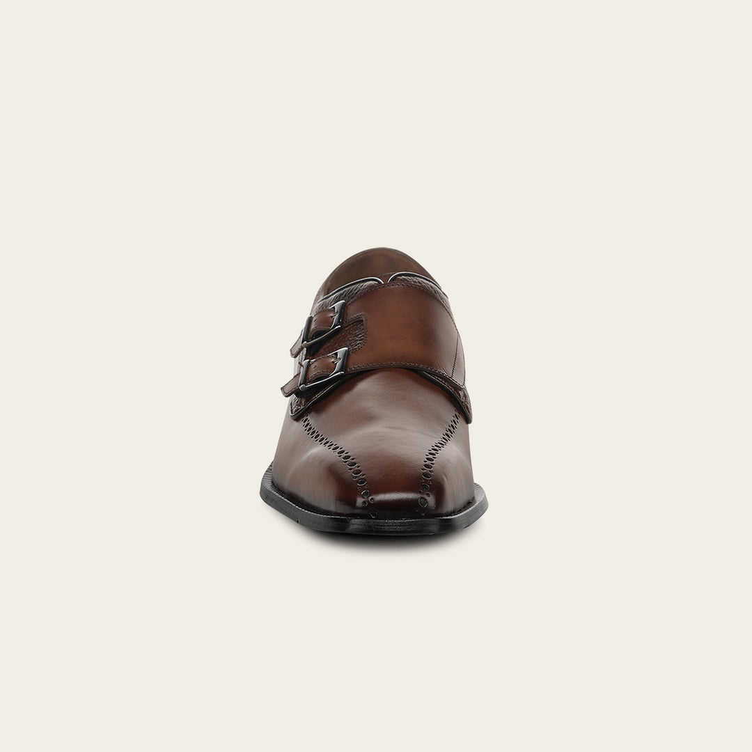 Zapato de vestir monkstrap en piel genuina de venado para caballero