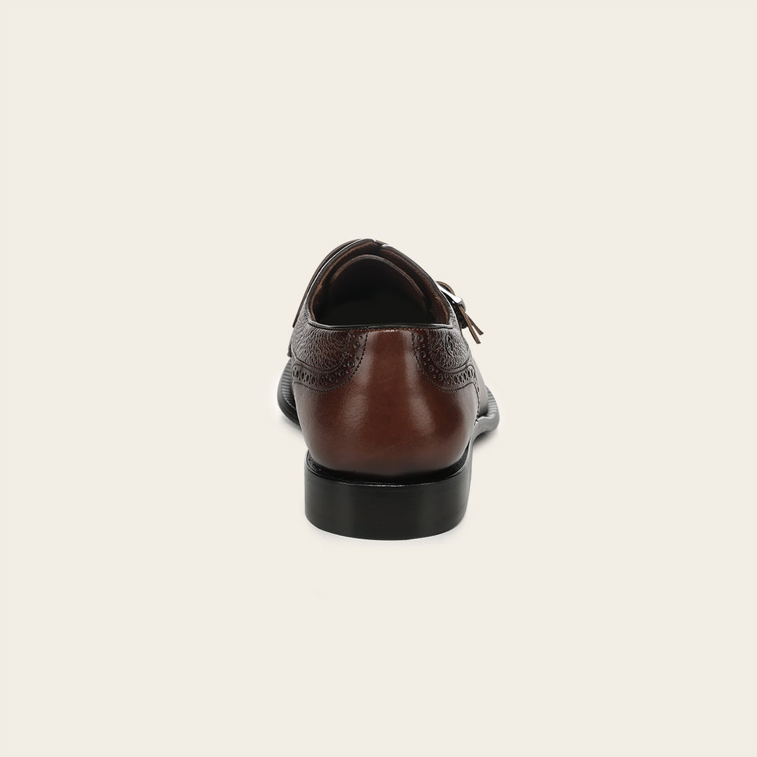 Zapato de vestir monkstrap en piel genuina de venado para caballero