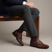 Zapato de vestir monkstrap en piel genuina de venado para caballero