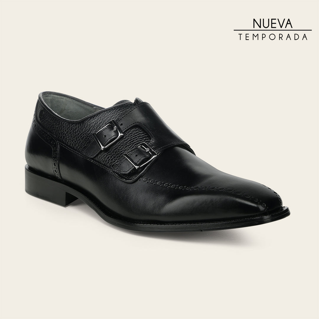 Zapato de vestir monkstrap en piel genuina de venado para caballero