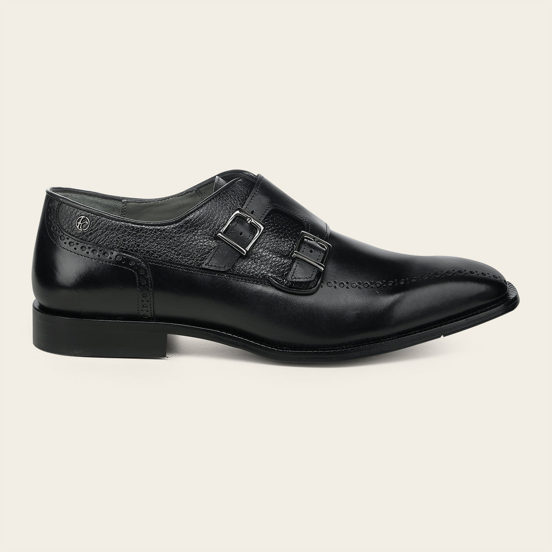 Zapato de vestir monkstrap en piel genuina de venado para caballero