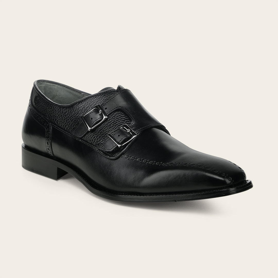 Zapato de vestir monkstrap en piel genuina de venado para caballero