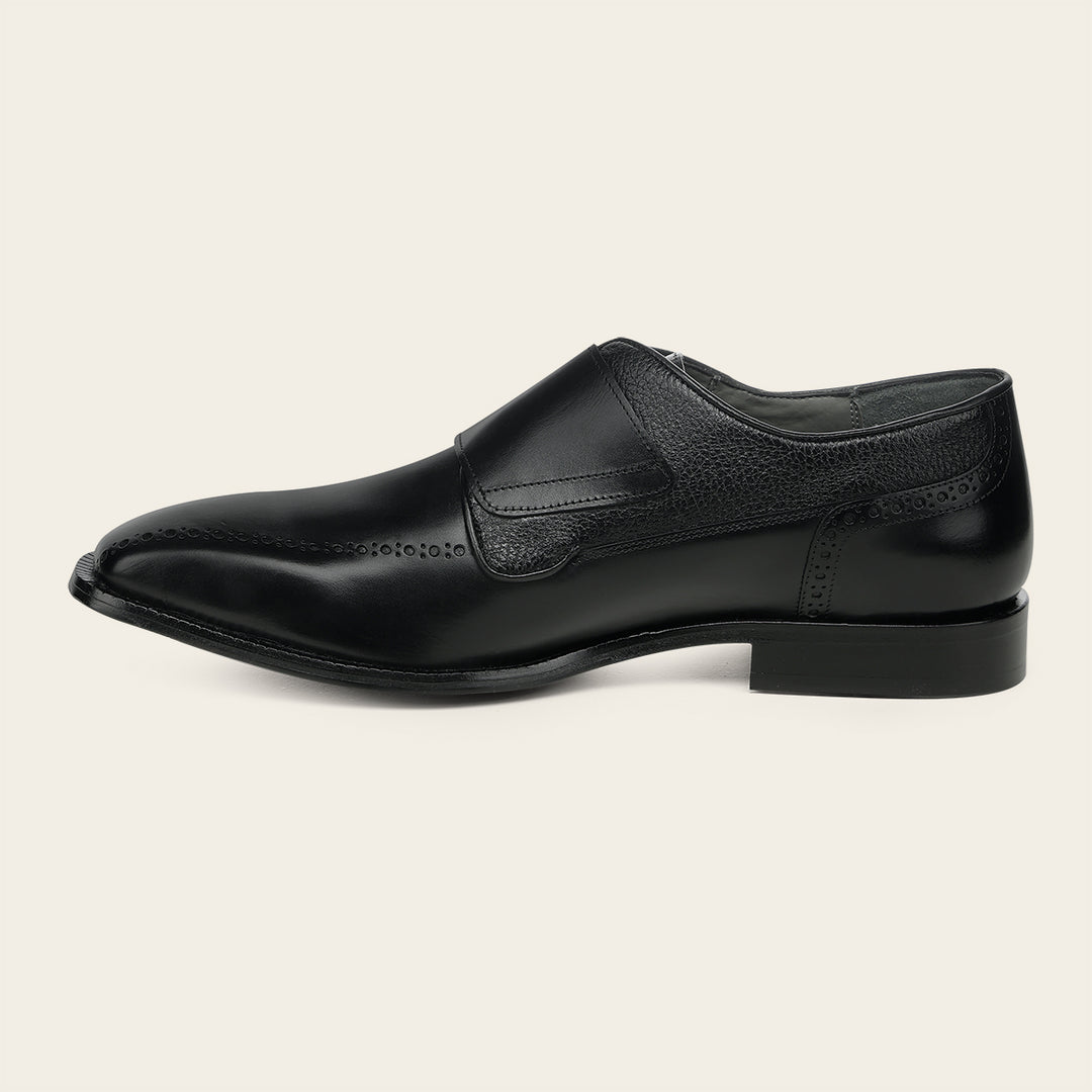 Zapato de vestir monkstrap en piel genuina de venado para caballero