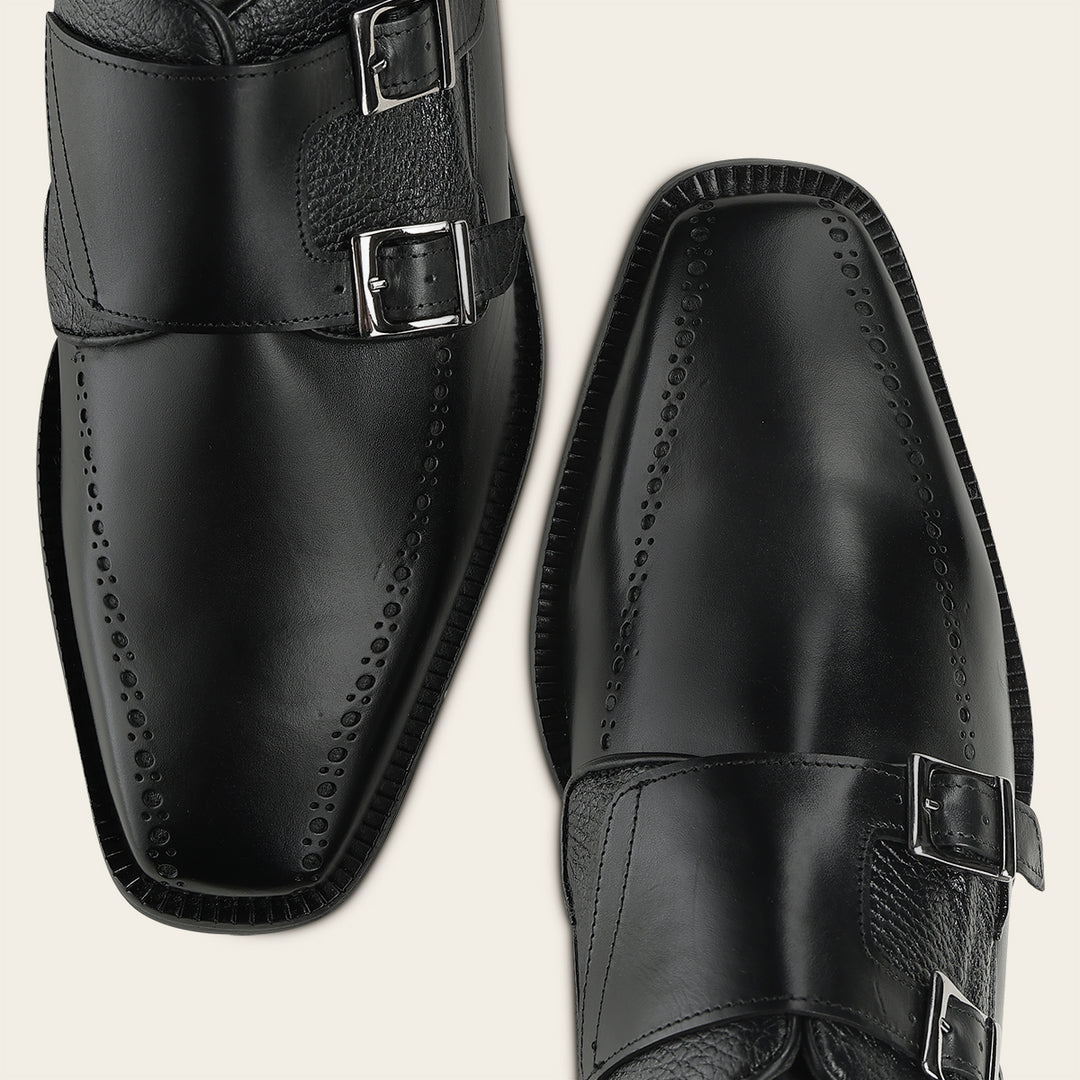 Zapato de vestir monkstrap en piel genuina de venado para caballero
