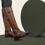 Bota de vestir en piel genuina de pitón para dama Botas y Botines 