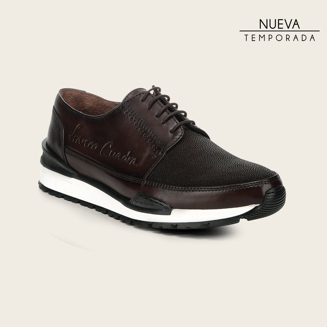 Tenis con piel genuina de mantarraya para caballero