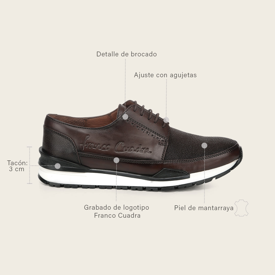 Tenis con piel genuina de mantarraya para caballero