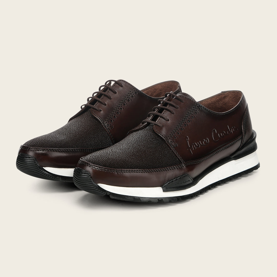 Tenis con piel genuina de mantarraya para caballero
