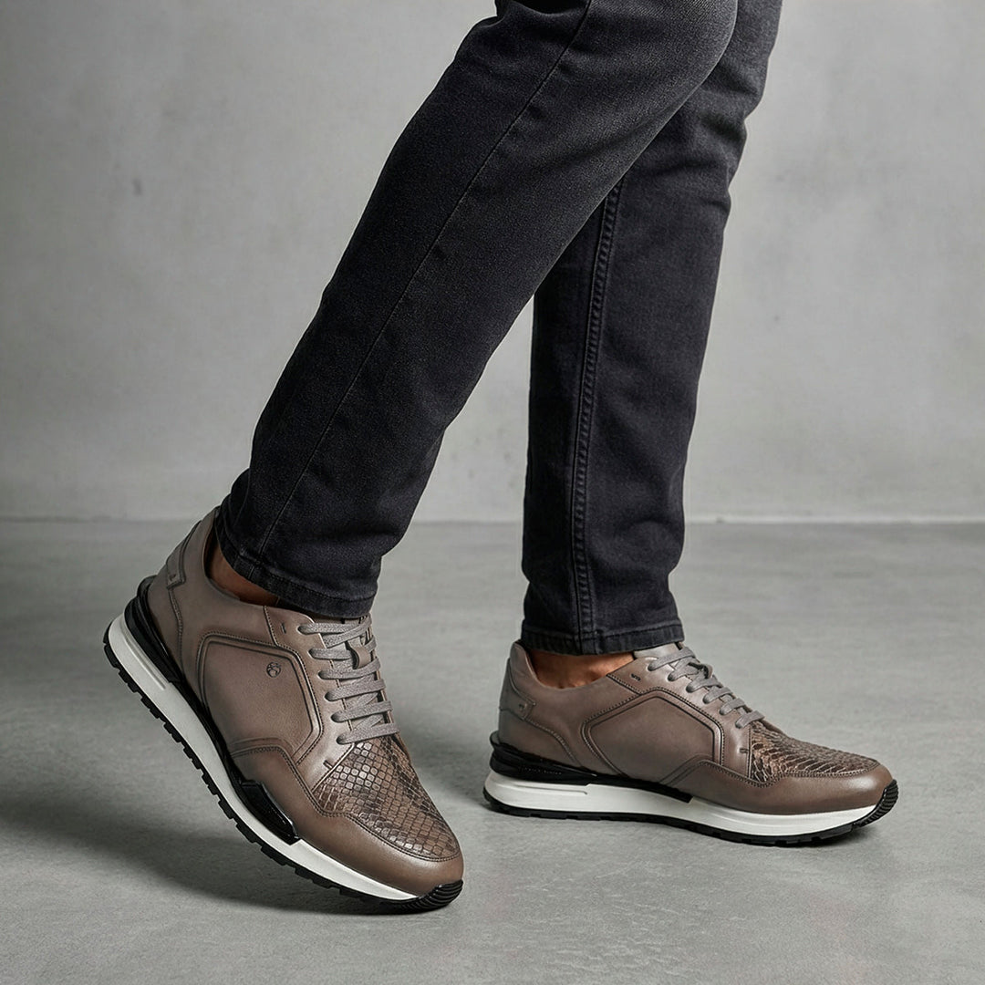 Tenis en piel genuina de pitón para caballero