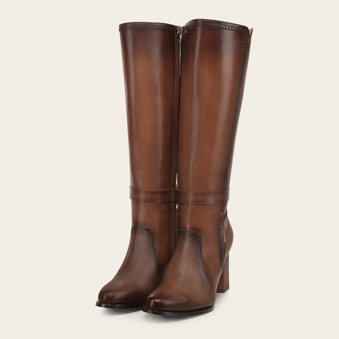Bota alta de vestir en piel genuina de venado para dama