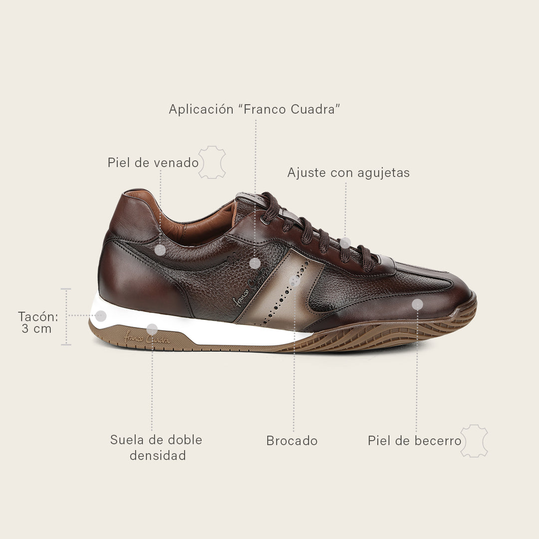 Tenis en piel genuina de venado para caballero