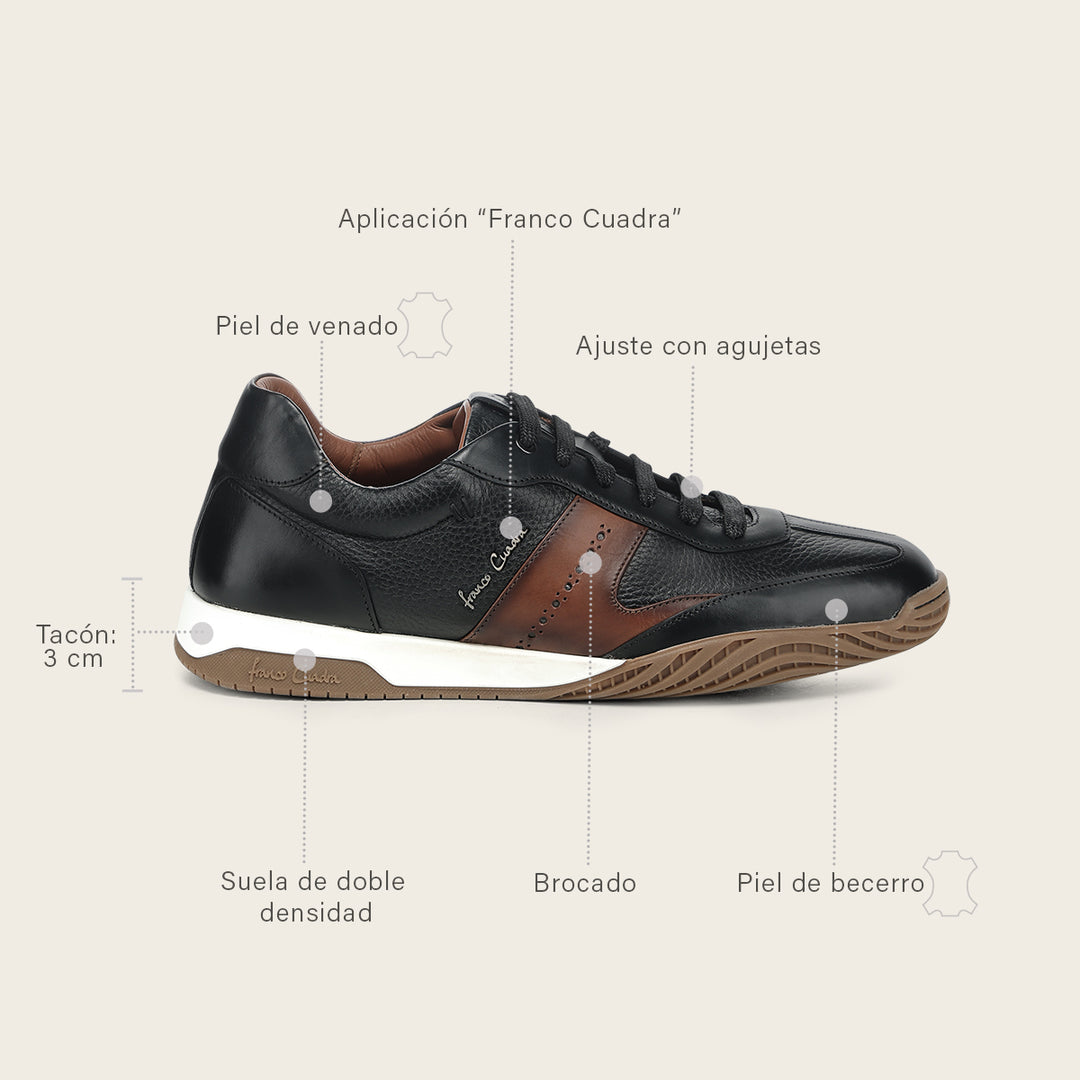Tenis en piel genuina de venado para caballero