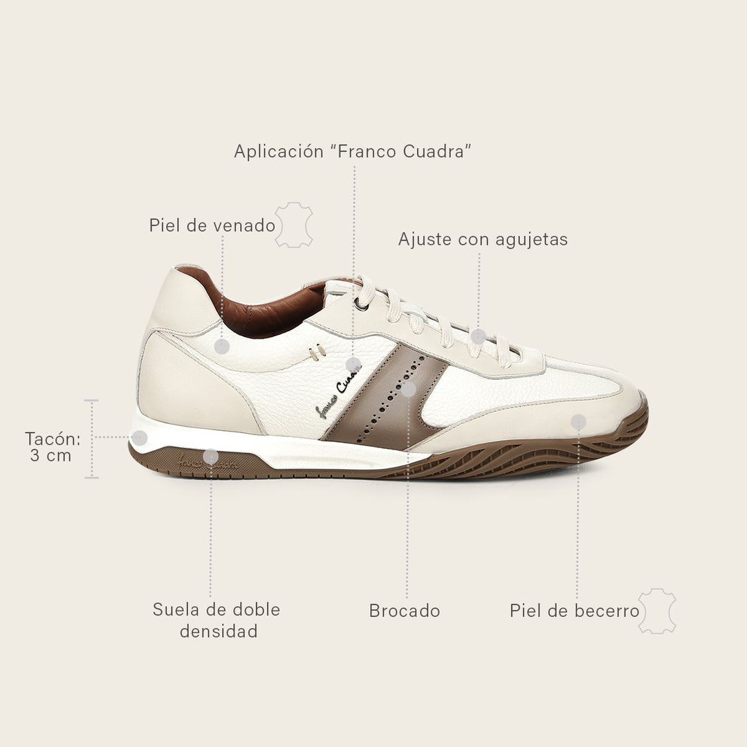 Tenis en piel genuina de venado para caballero