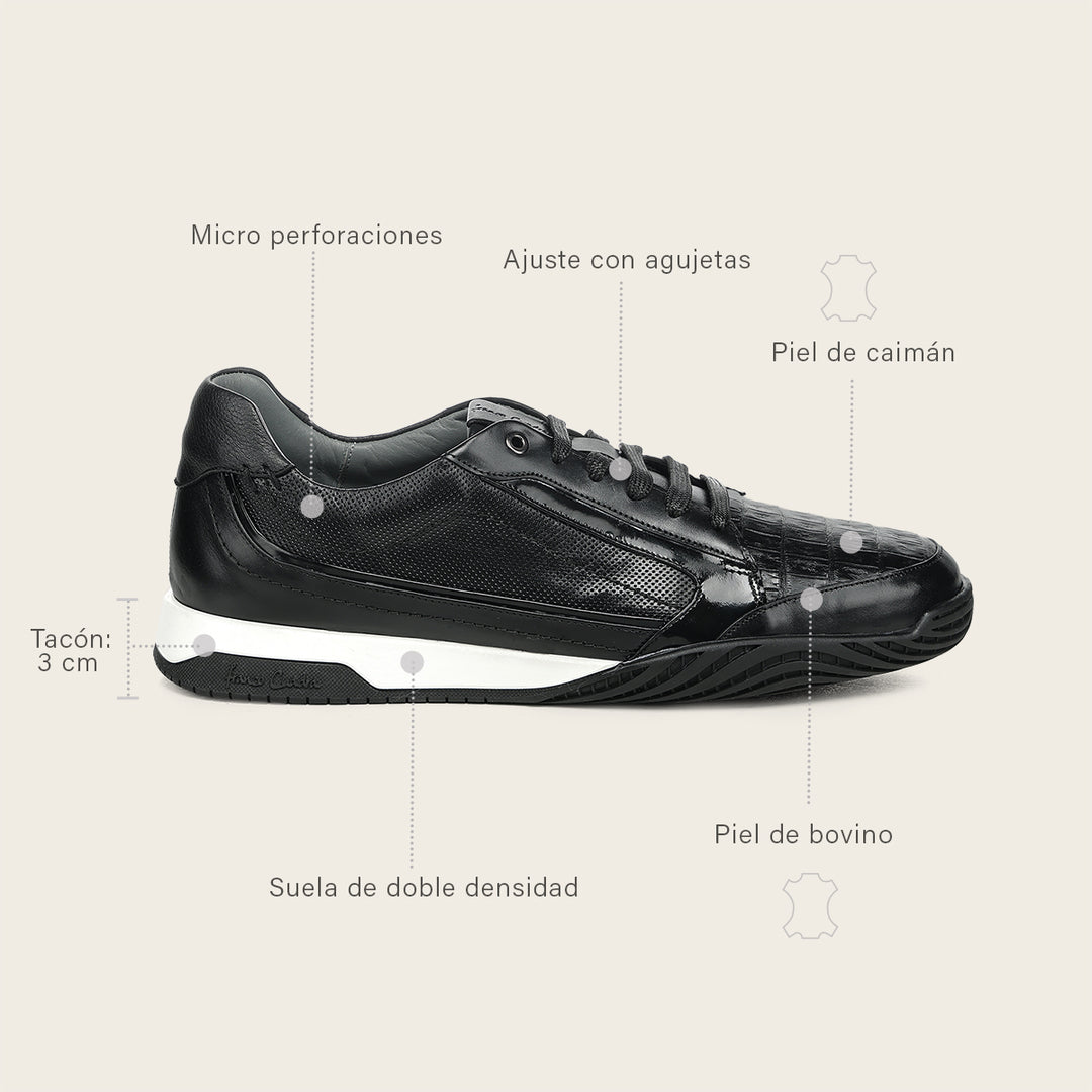 Tenis en piel genuina de caimán para caballero