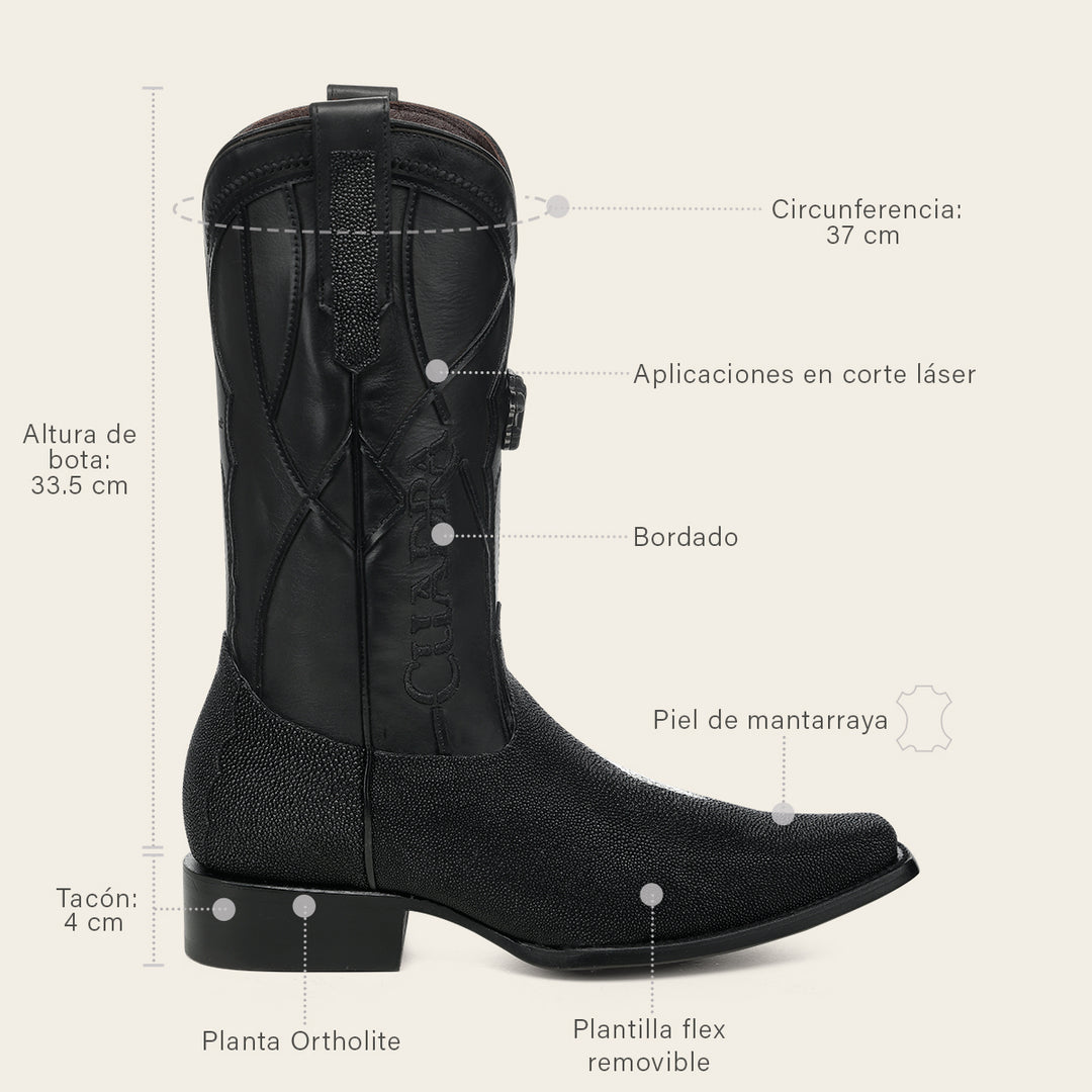 Bota tradicional en piel genuina de mantarraya para caballero