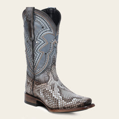 Bota rodeo en piel genuina de pitón para dama