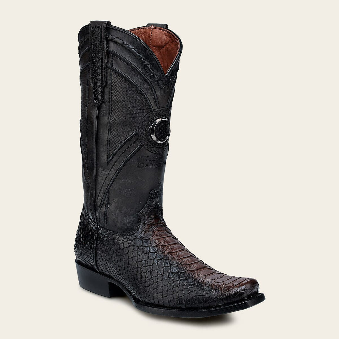 Bota vaquera en piel genuina de pitón para caballero – Cuadra México