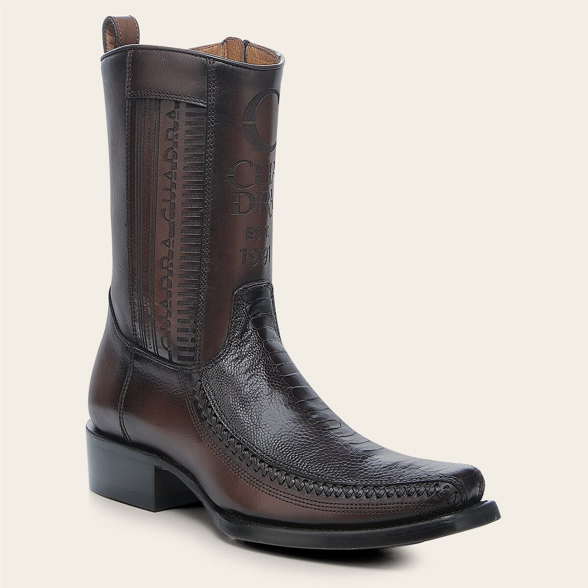 Botas De Pata De Avestruz Cuadra Bota Casual En Piel Genuina De