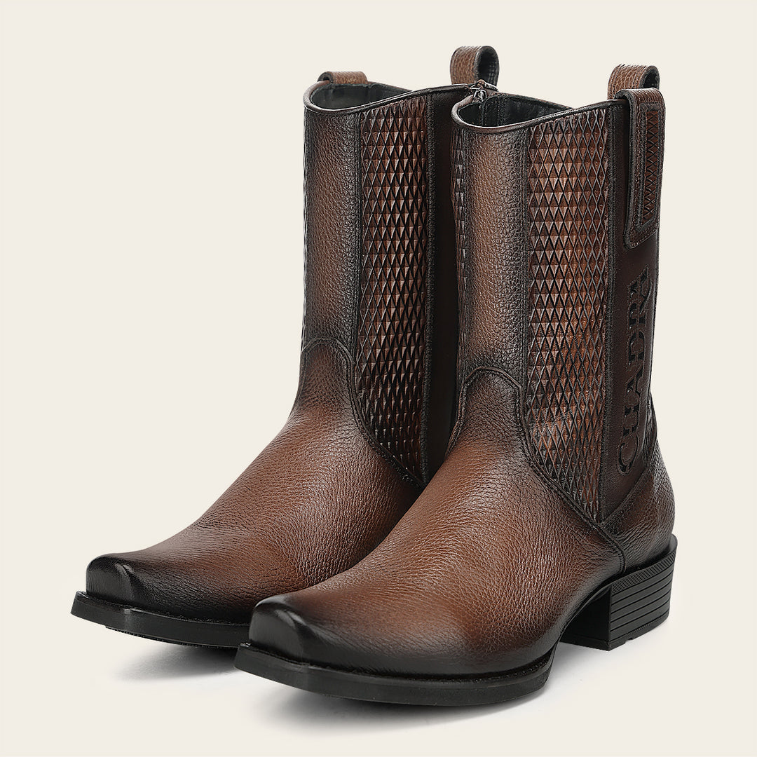 Bota urbana en piel genuina de venado italiano para caballero
