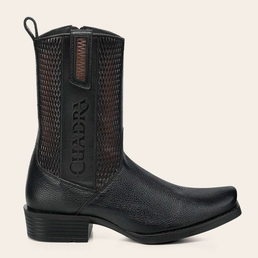 Bota urbana en piel genuina de venado italiano para caballero