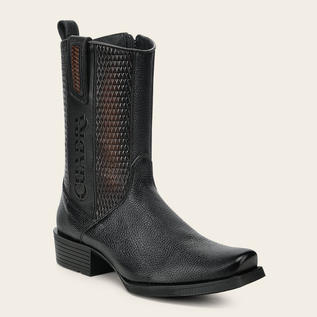 Bota urbana en piel genuina de venado italiano para caballero