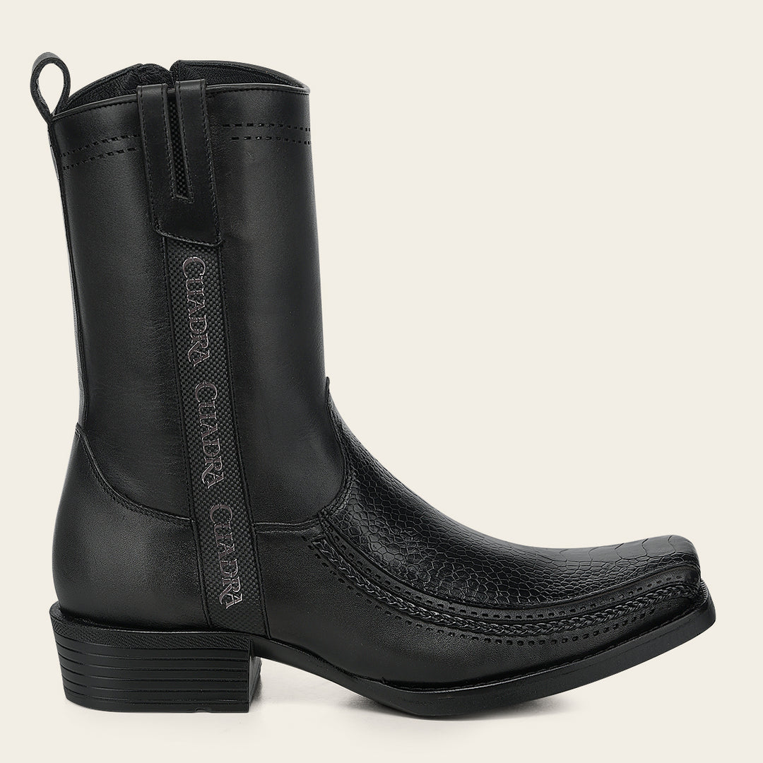 Bota urbana en piel genuina de pata de avestruz para caballero