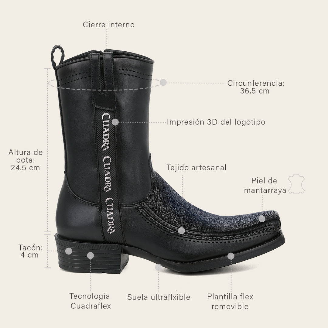 Bota urbana en piel genuina de mantarraya para caballero