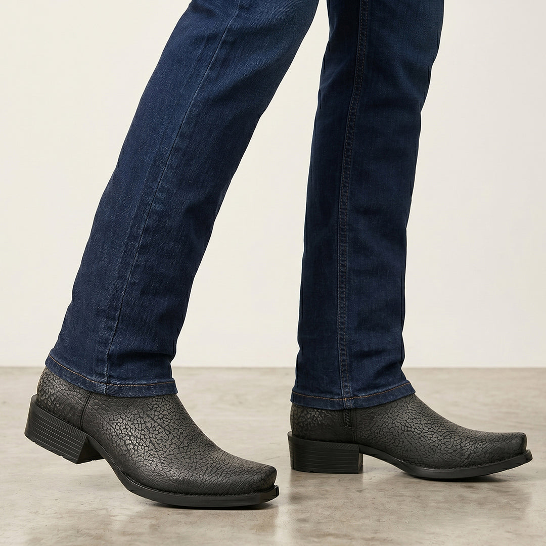 Bota urbana en piel genuina de bisonte para caballero