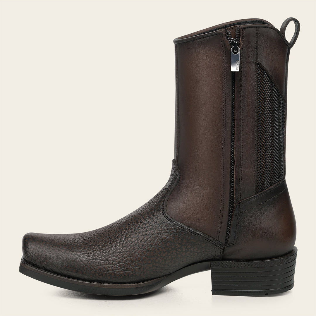 Bota urbana en piel genuina de bisonte para caballero