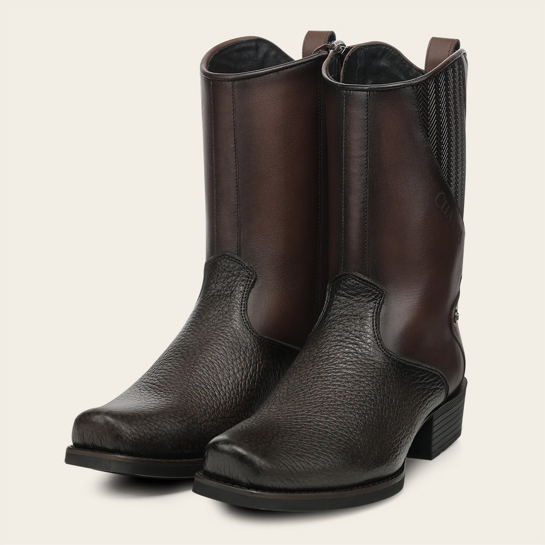 Bota urbana en piel genuina de bisonte para caballero