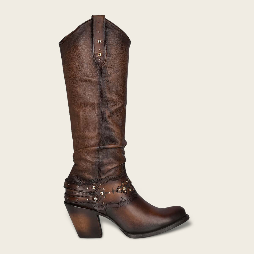 Bota western en piel genuina para dama