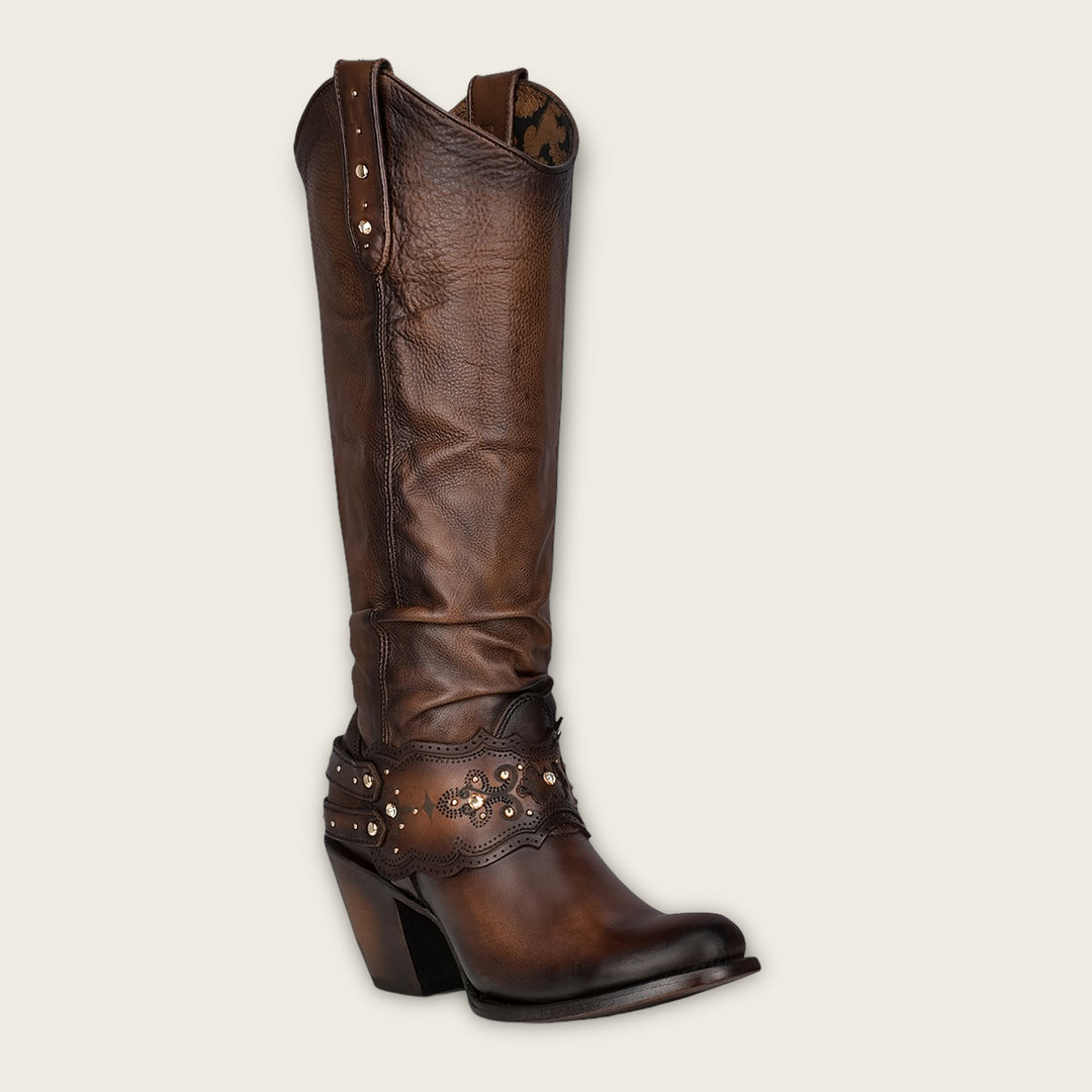 Bota western en piel genuina para dama