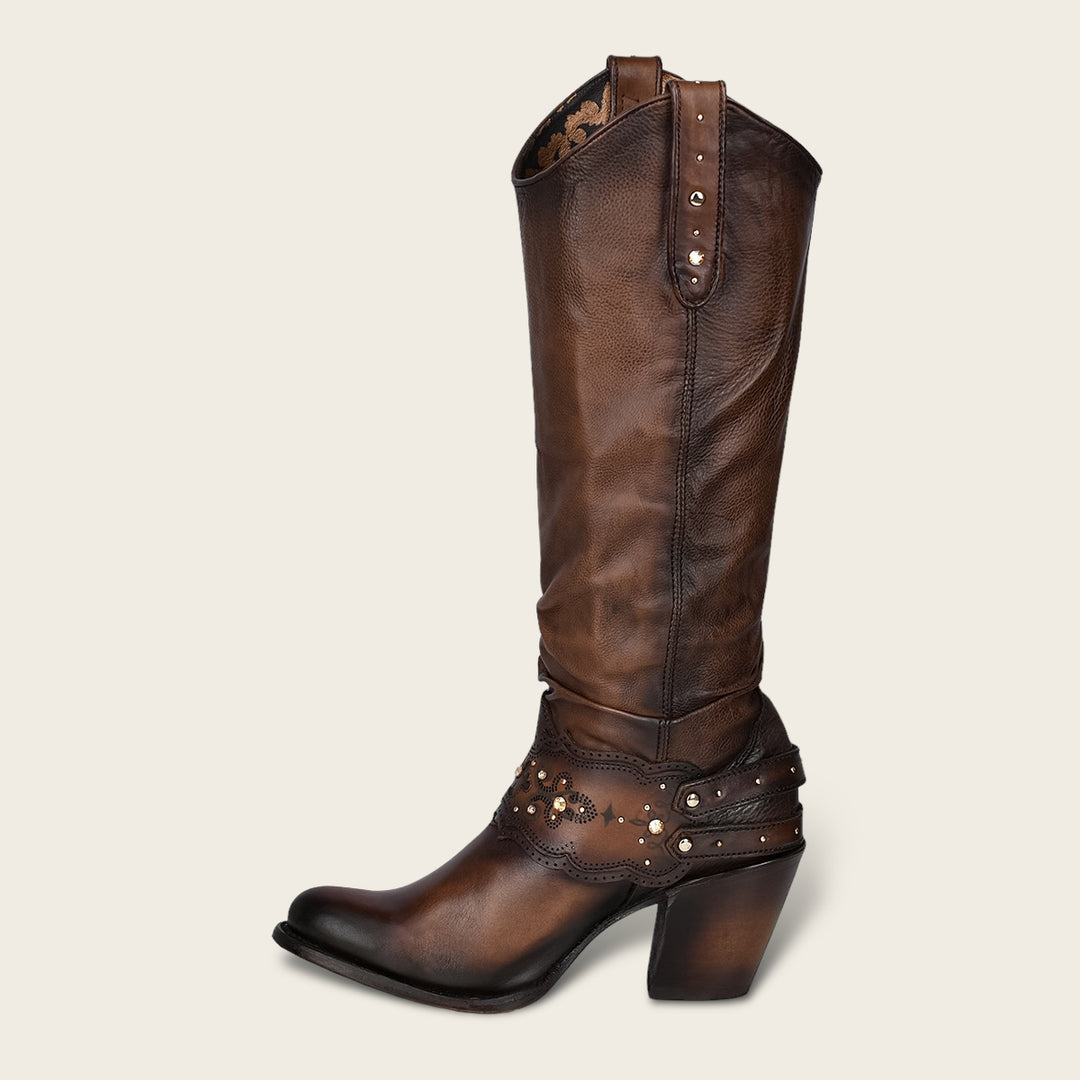 Bota western en piel genuina para dama