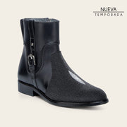 Botín de vestir en piel genuina de mantarraya para dama Botas y Botines 