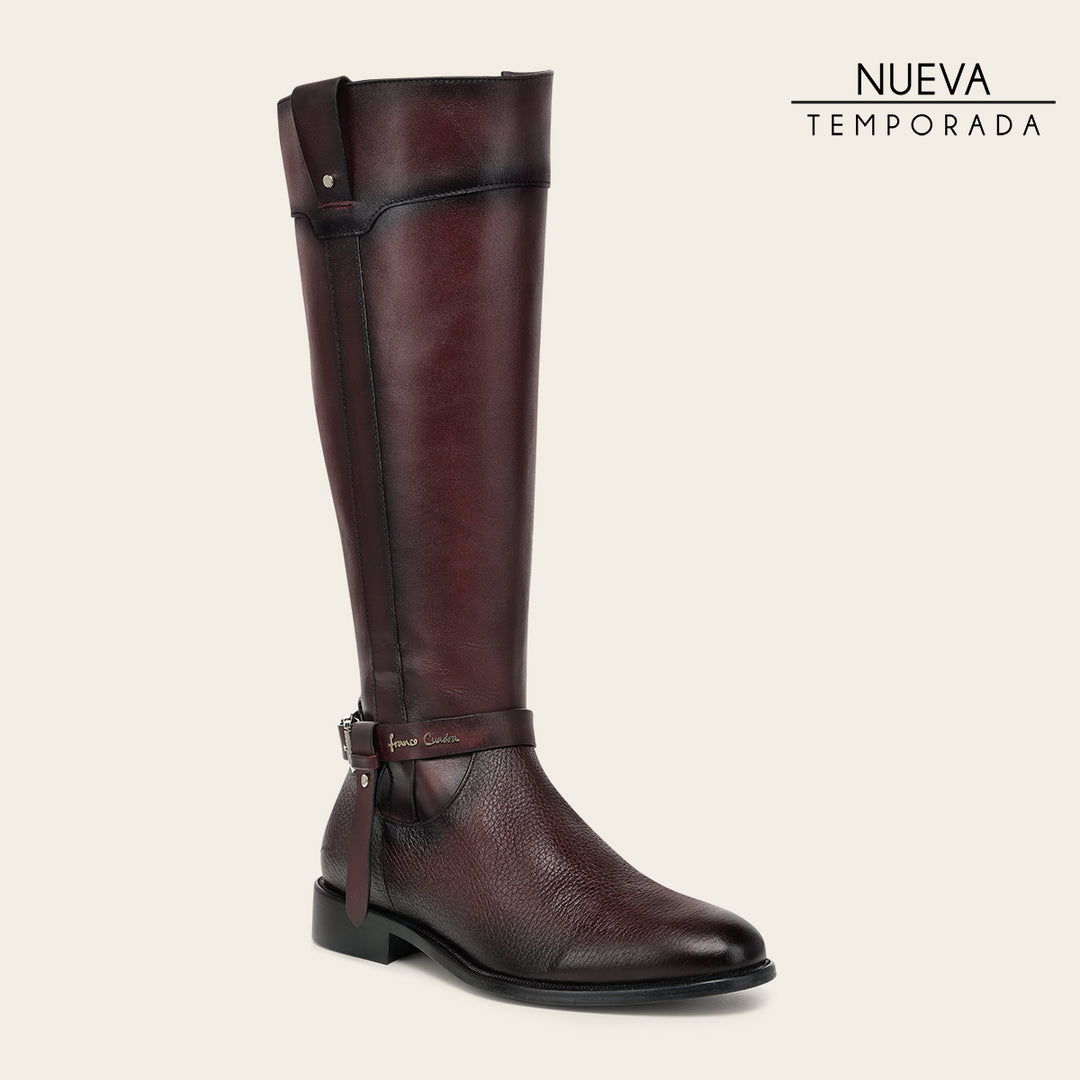 Bota estilo ecuestre en piel genuina de venado para dama