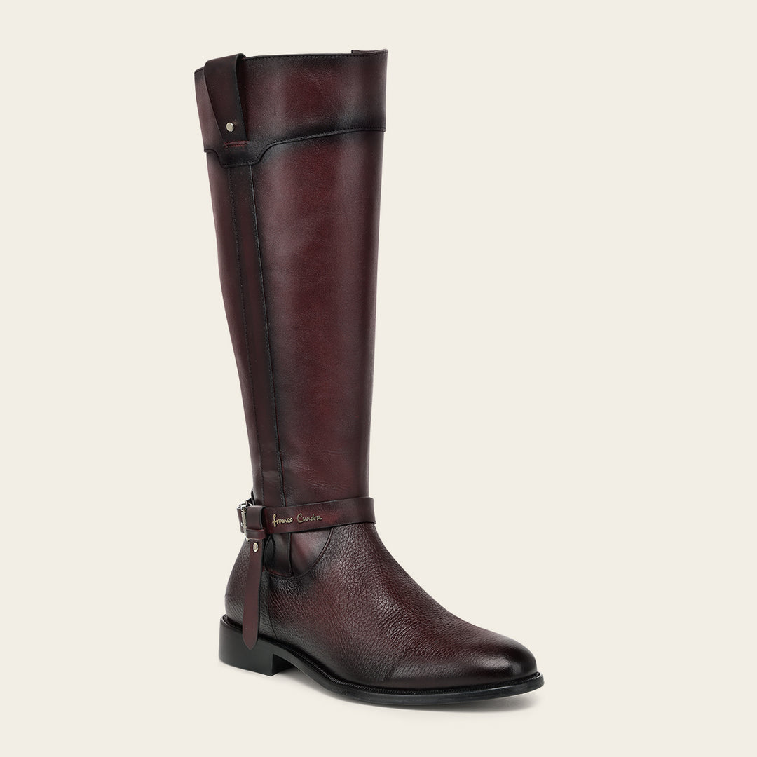 Bota estilo ecuestre en piel genuina de venado para dama
