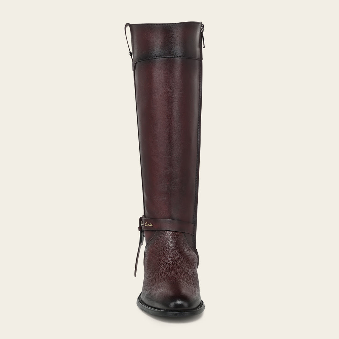 Bota estilo ecuestre en piel genuina de venado para dama