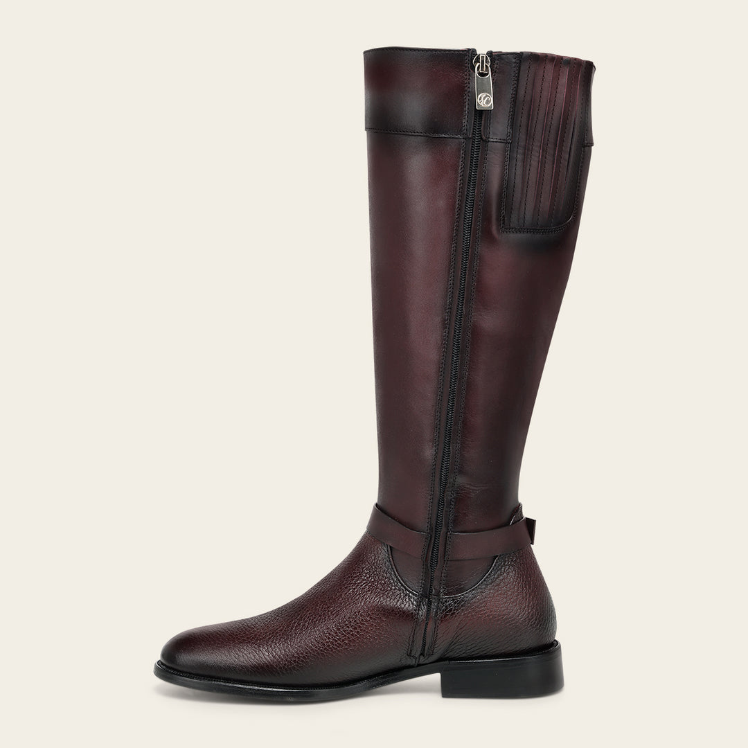 Bota estilo ecuestre en piel genuina de venado para dama
